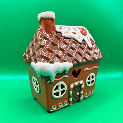 Ceramic Gingerbread Tea light House viewed from the side | Christmas Gifting