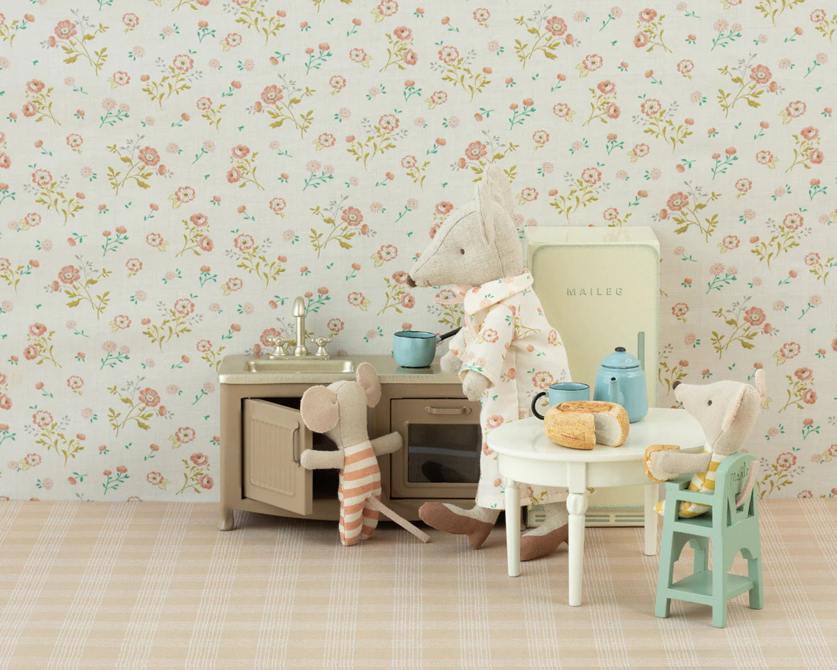 Maileg High Chair, Mouse - Mint | Dollhouse Miniatures