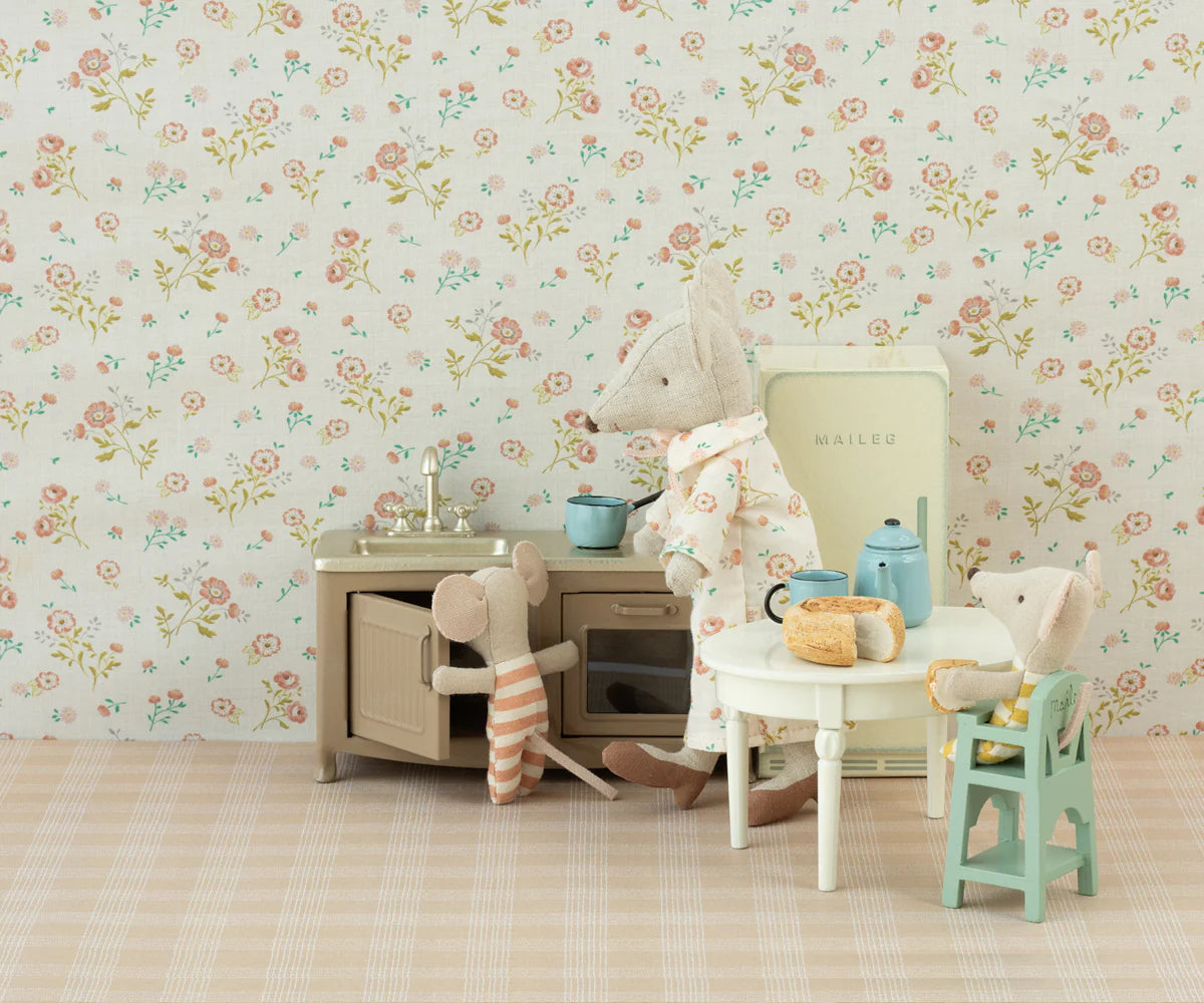 Maileg High Chair, Mouse - Mint | Dollhouse Miniatures