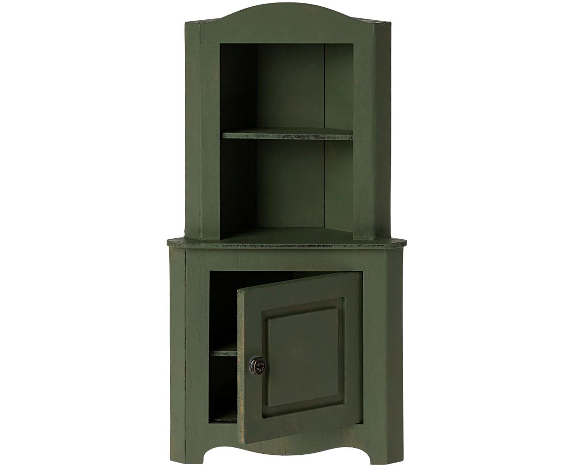 Maileg Miniature Corner Cabinet in dark Green | Collectable Dollhouse Furniture