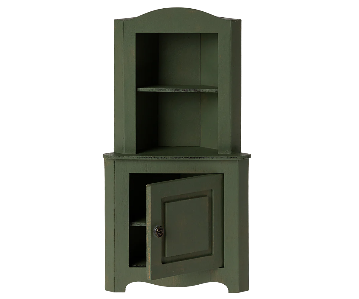 Maileg Miniature Corner Cabinet in dark Green | Collectable Dollhouse Furniture