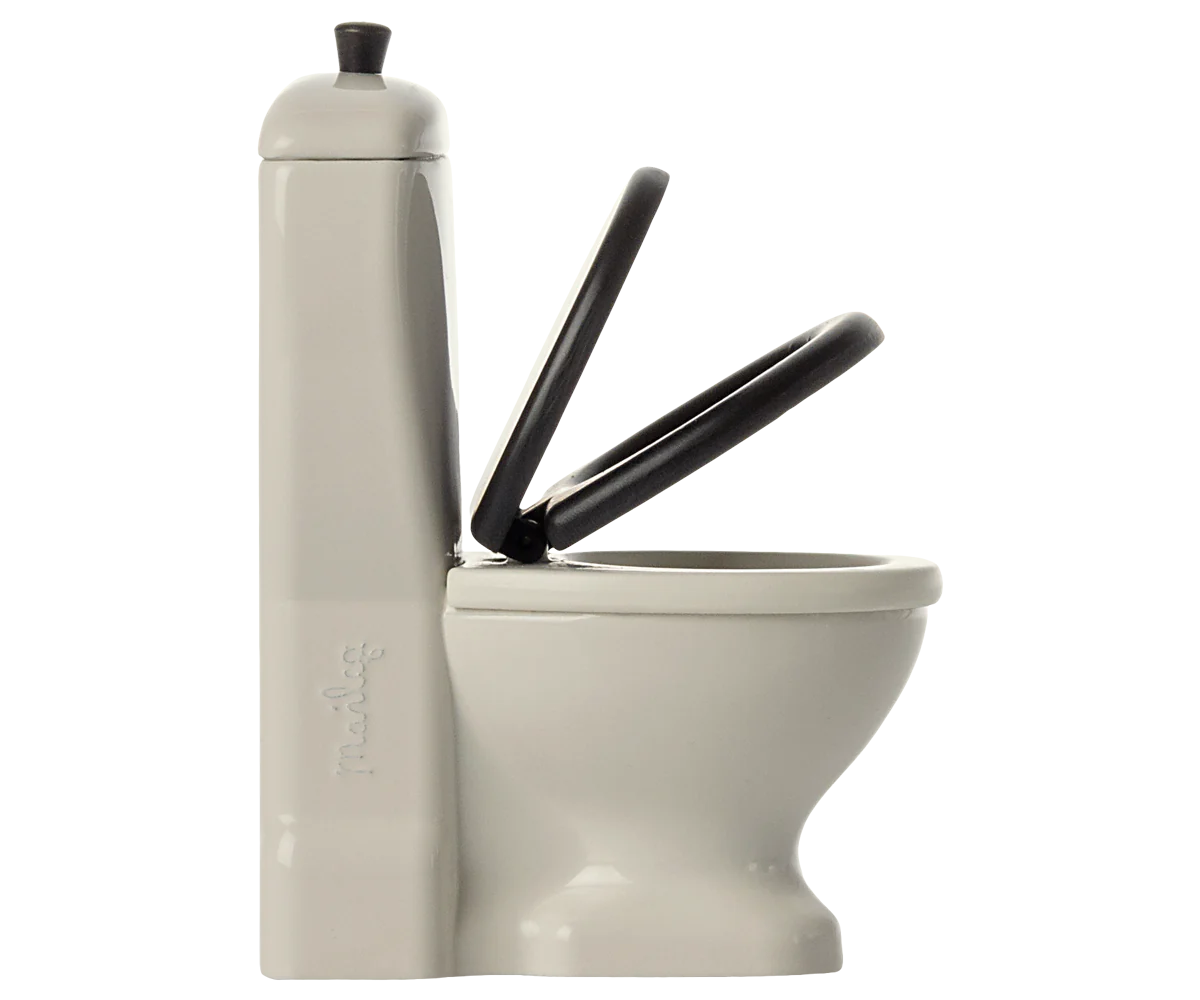 White mouse size toilet with opening black toilet seat | Maileg UK