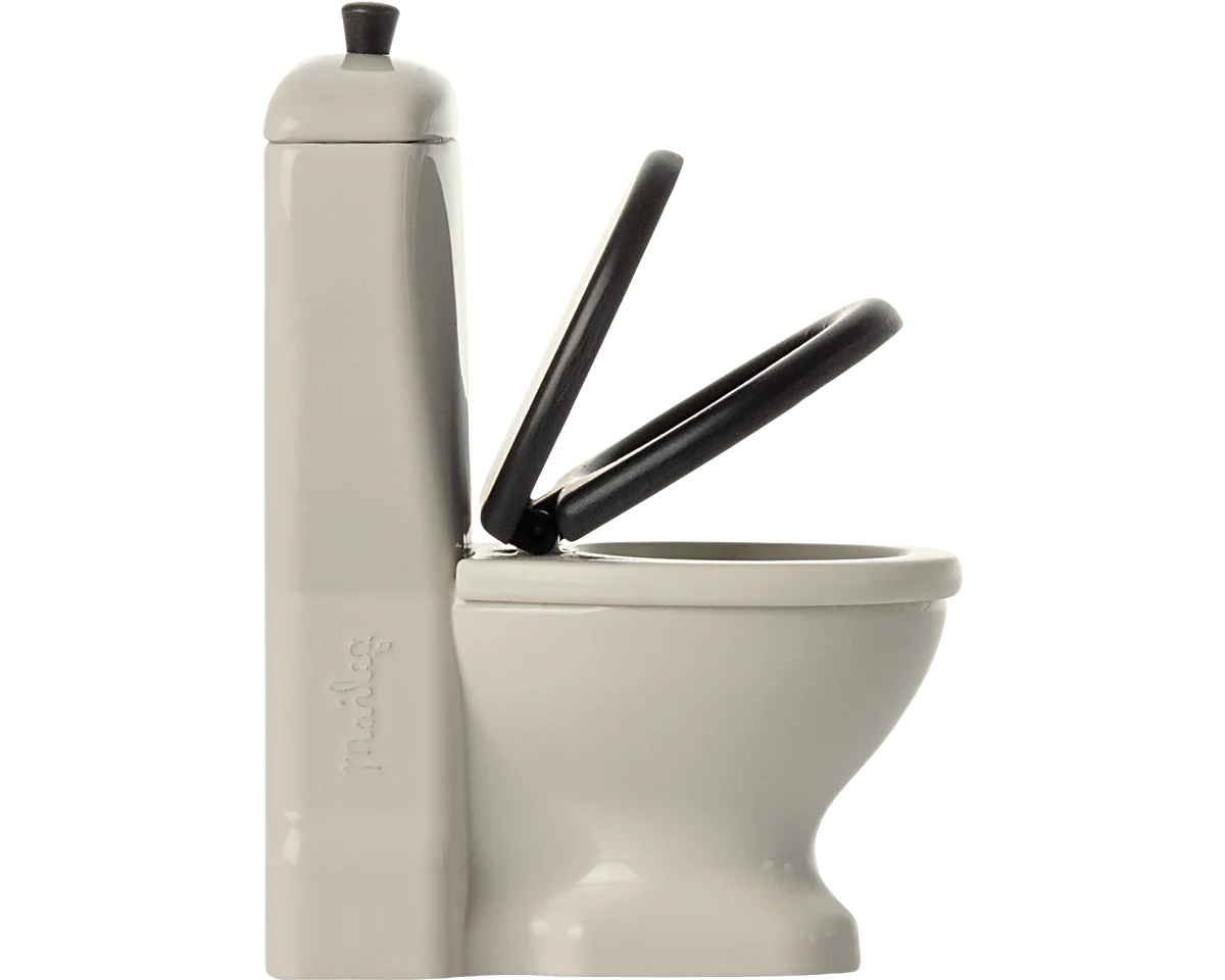 White mouse size toilet with opening black toilet seat | Maileg UK