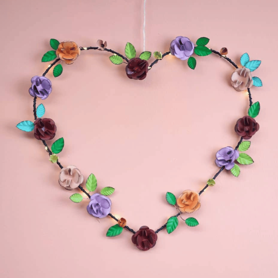 Rose Heart Wreath - indoor/outdoor battery powered