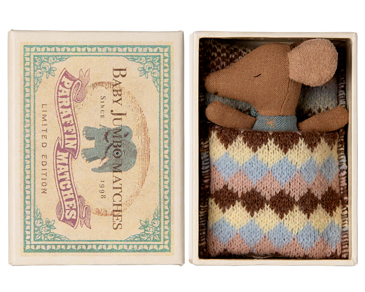 Sleepy Wakey Mouse in Matchbox - Blue | Maileg UK