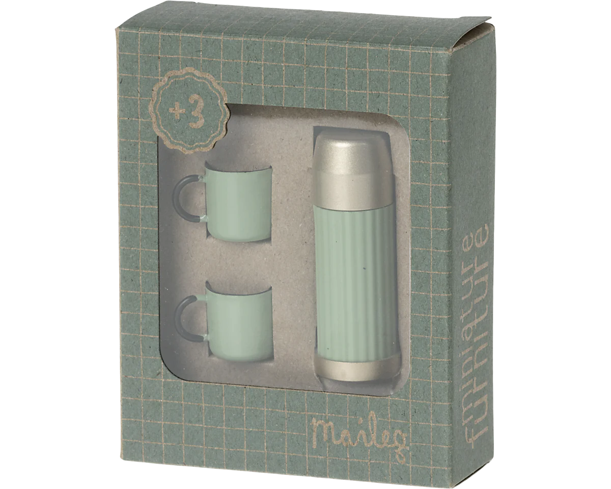 Maileg Thermos and cups - Mint | Dollhouse Miniatures