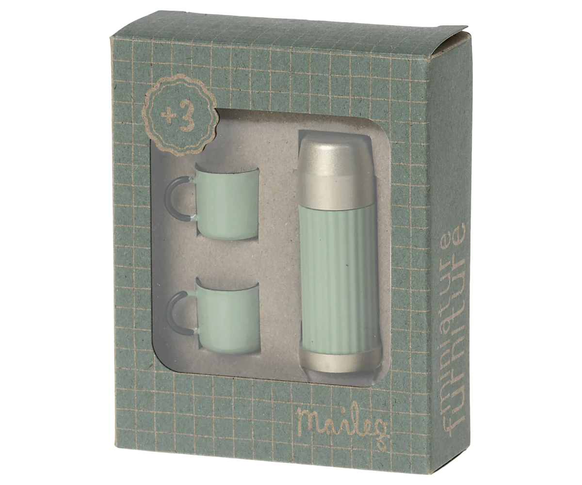 Maileg Thermos and cups - Mint | Dollhouse Miniatures