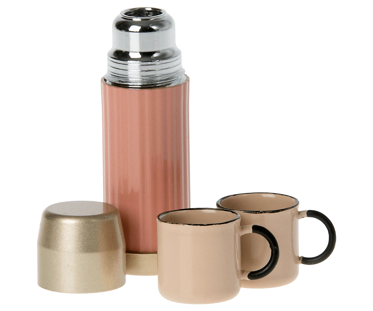 Maileg Miniature Pink Thermos and Cups | Collectable Dollhouse Miniatures