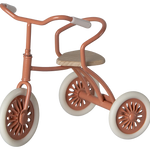 Maileg Coral tricycle with wooden seat and cream handles and wheels, a collectable heirloom toy