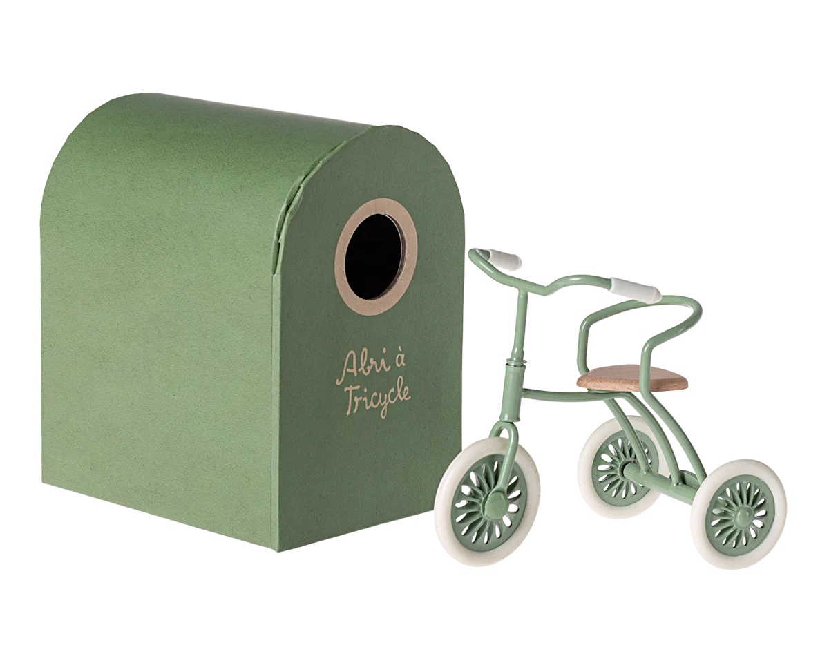green maileg tricycle with hanger 