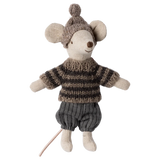 Maileg Winter mouse with ski set, Big brother - Grey