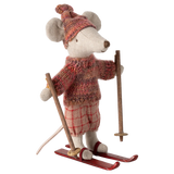 Maileg Winter mouse with ski set, Big sister - Rose