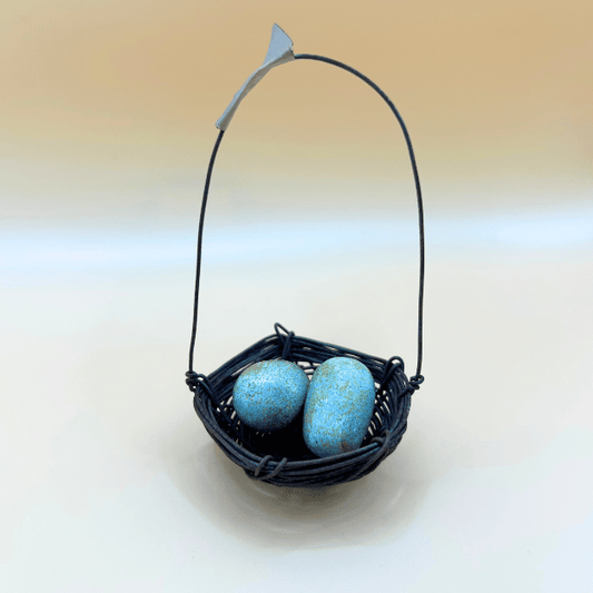 Wire Nest with Blue Eggs